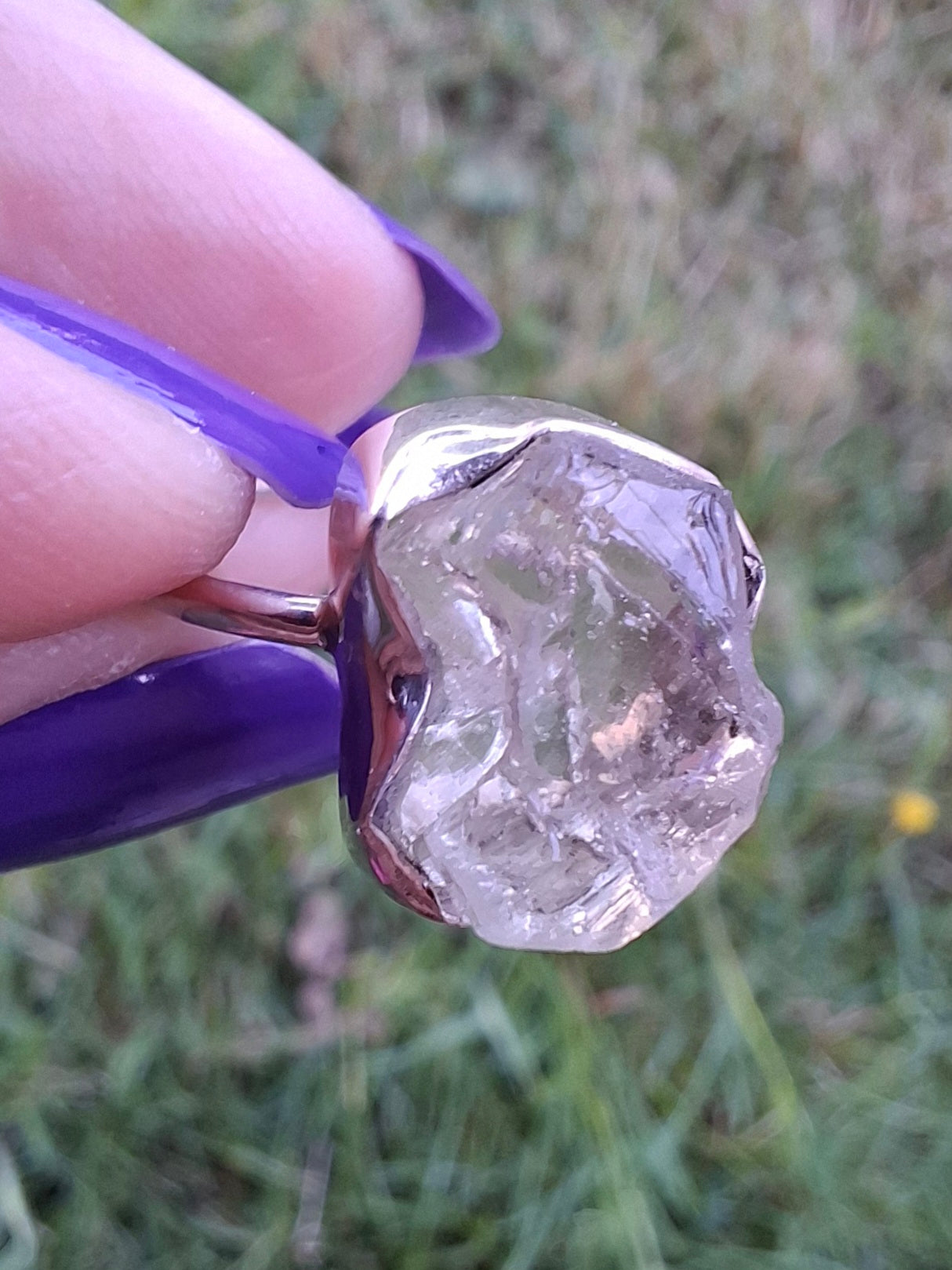 Libyan Desert Glass Ring, size large R/small S, 925 Silver, Tektite (Ref: LR43)