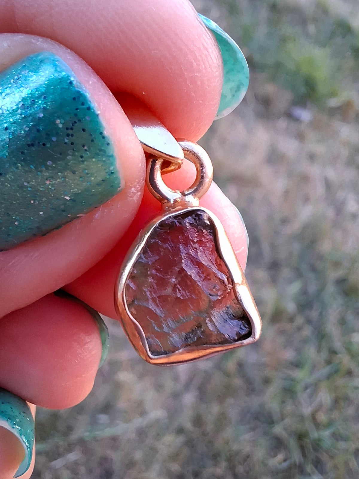 Moldavite Pendant, 14K GOLD Plated, Tektite (Ref: P448)