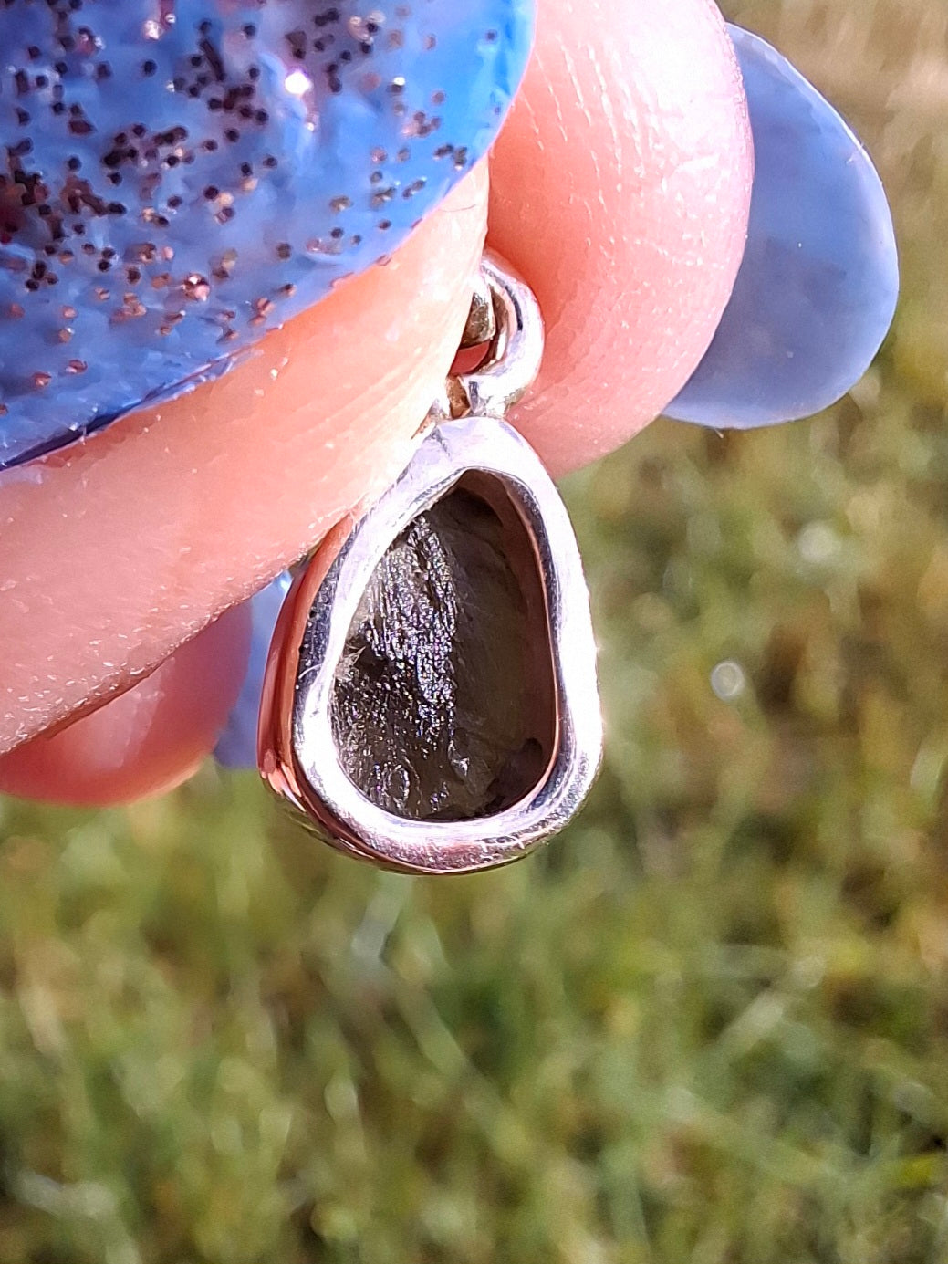 Moldavite Pendant, 925 Silver, Tektite (Ref: P40)