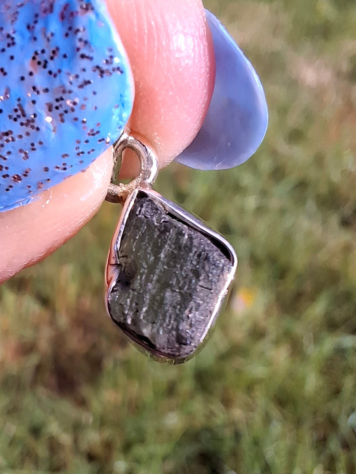 Moldavite Pendant, 925 Silver, Tektite (Ref: P60)