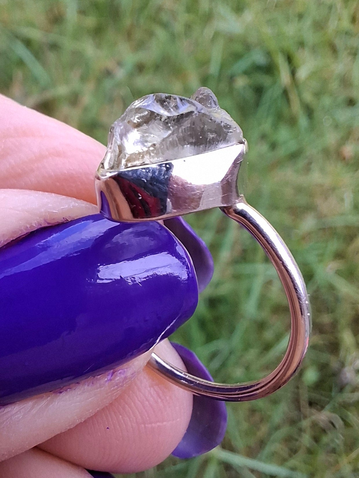 Libyan Desert Glass Ring, size large J/small K, 925 Silver, Tektite (Ref: LR10)