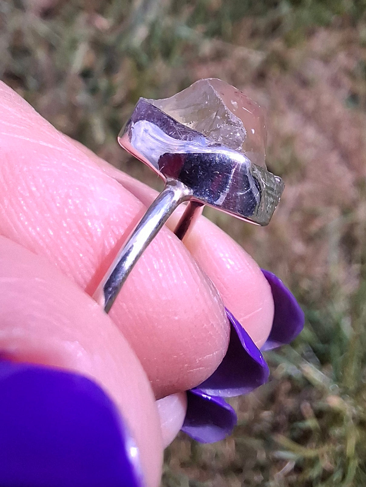Libyan Desert Glass Ring, size large K/small L, 925 Silver, Tektite (Ref: LR17)