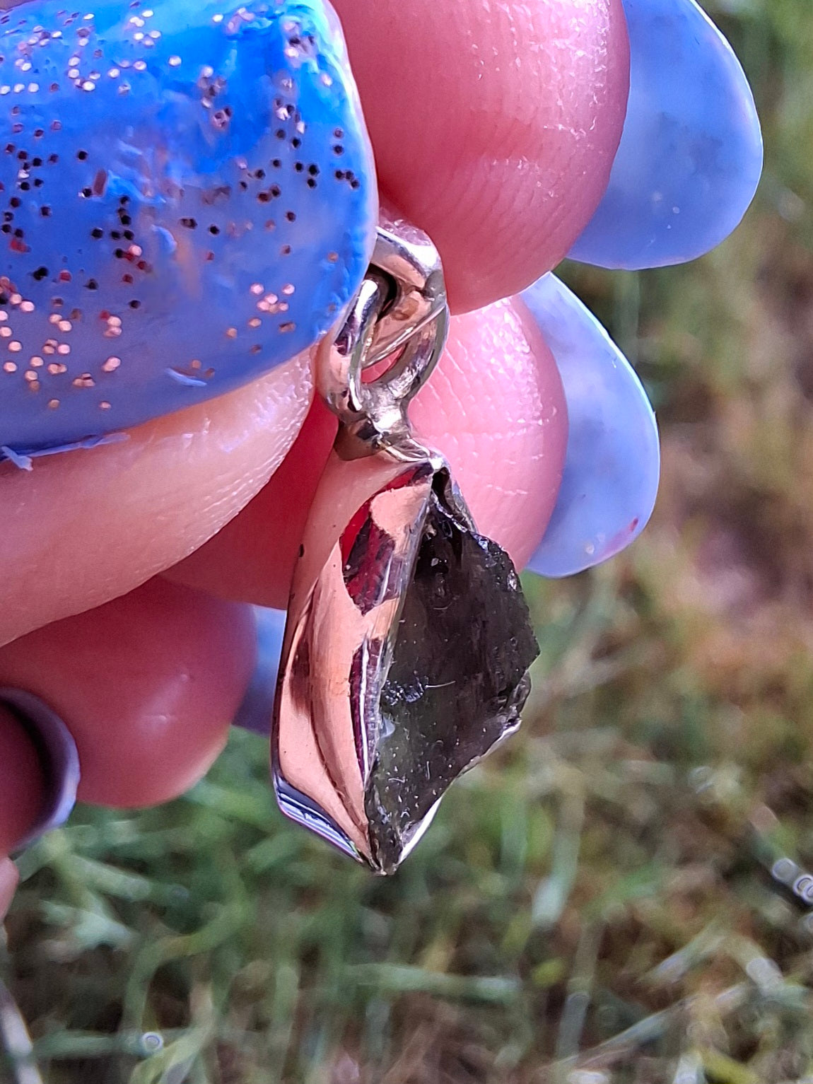 Moldavite Pendant, 925 Silver, Tektite (Ref: P30)