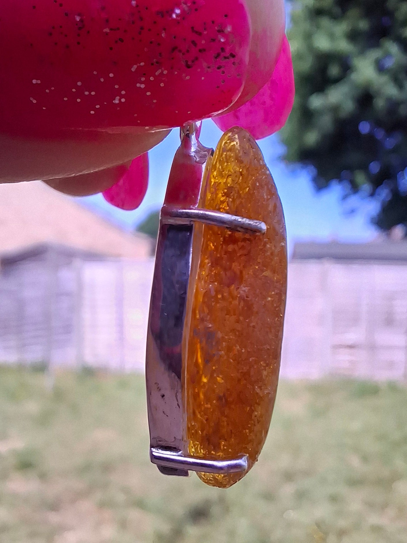Baltic Amber Pendant, 925 Silver, Fossil (Ref: AP3)