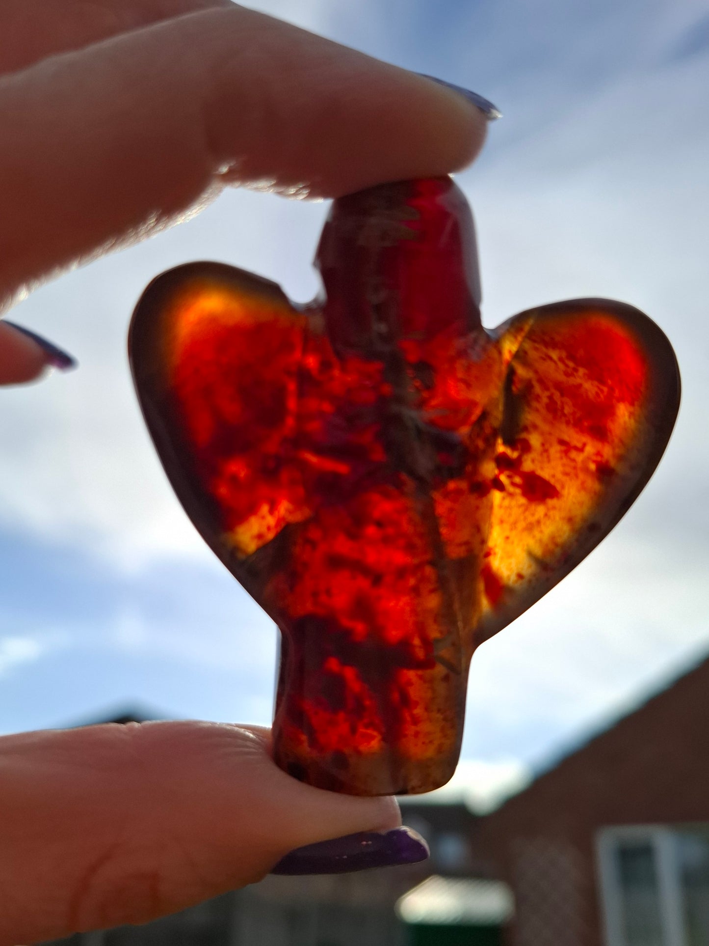 Red Amber Angel, 22.65, Carving, Fossil (Ref: AA3)