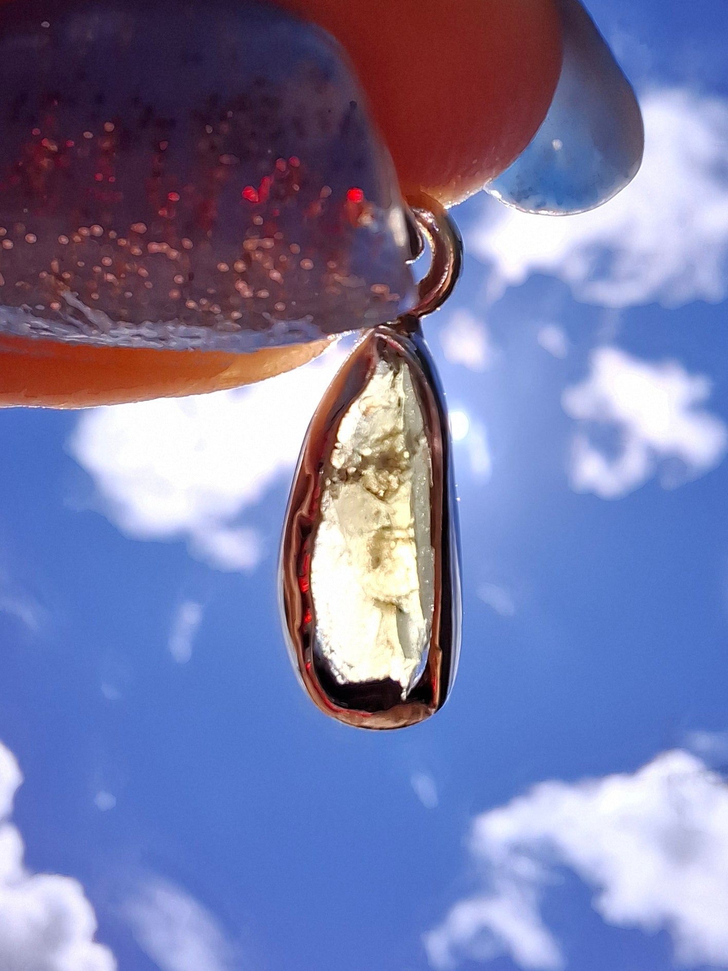 Moldavite Pendant, 925 Silver, Tektite (Ref: P95)