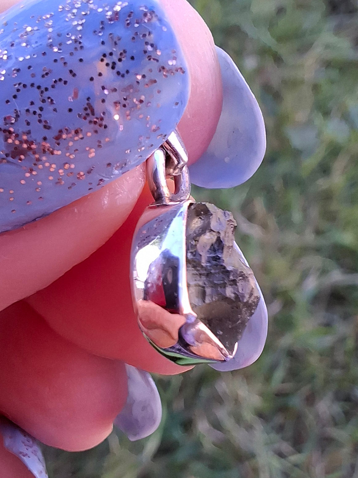 Moldavite Pendant, 925 Silver, Tektite (Ref: P86)