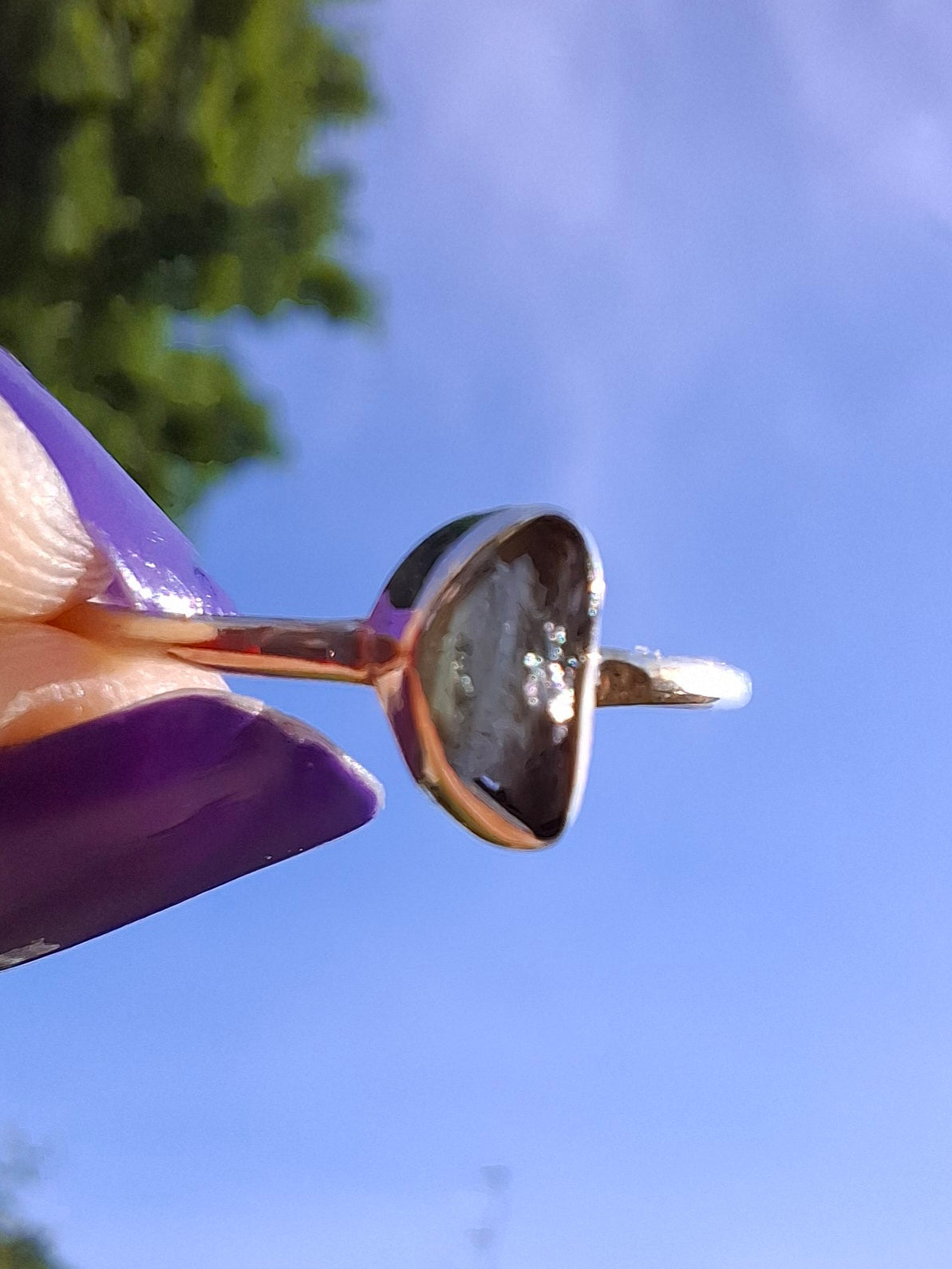 Moldavite Ring, size large L, 925 Silver, Tektite (Ref: R49)
