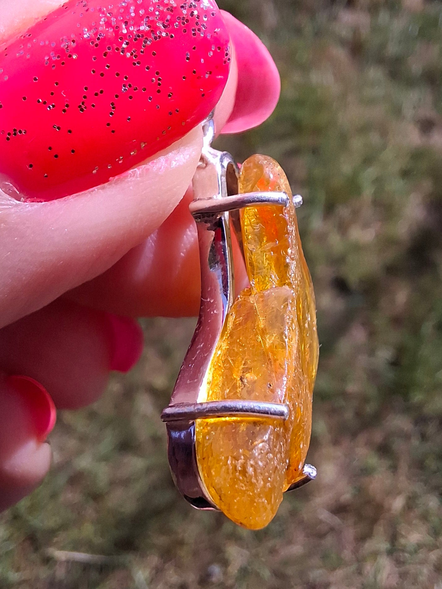 Baltic Amber Pendant, 925 Silver, Fossil (Ref: Ap1)