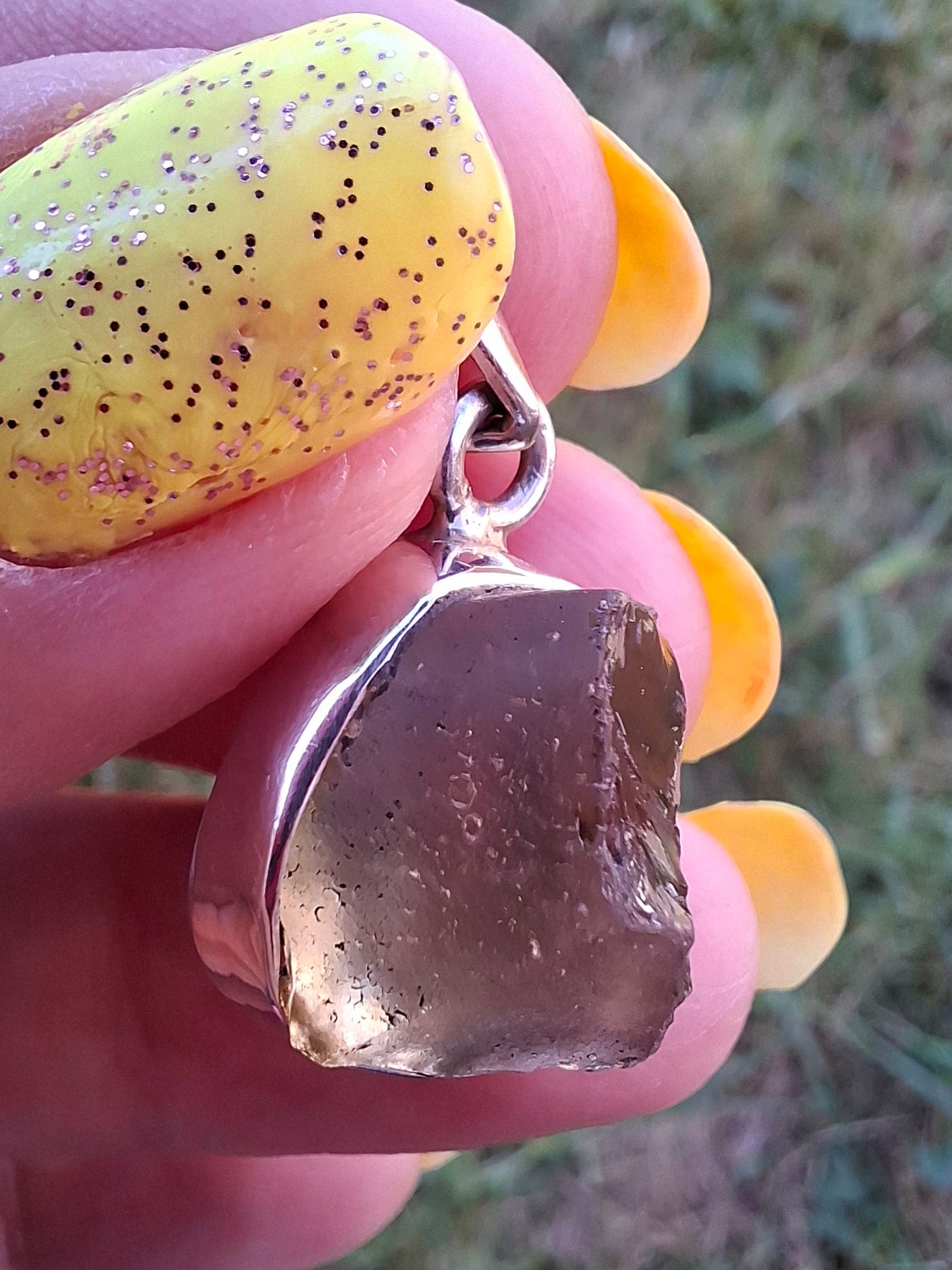 Libyan Desert Glass Pendant, 925 Silver, Tektite (Ref: LP76)