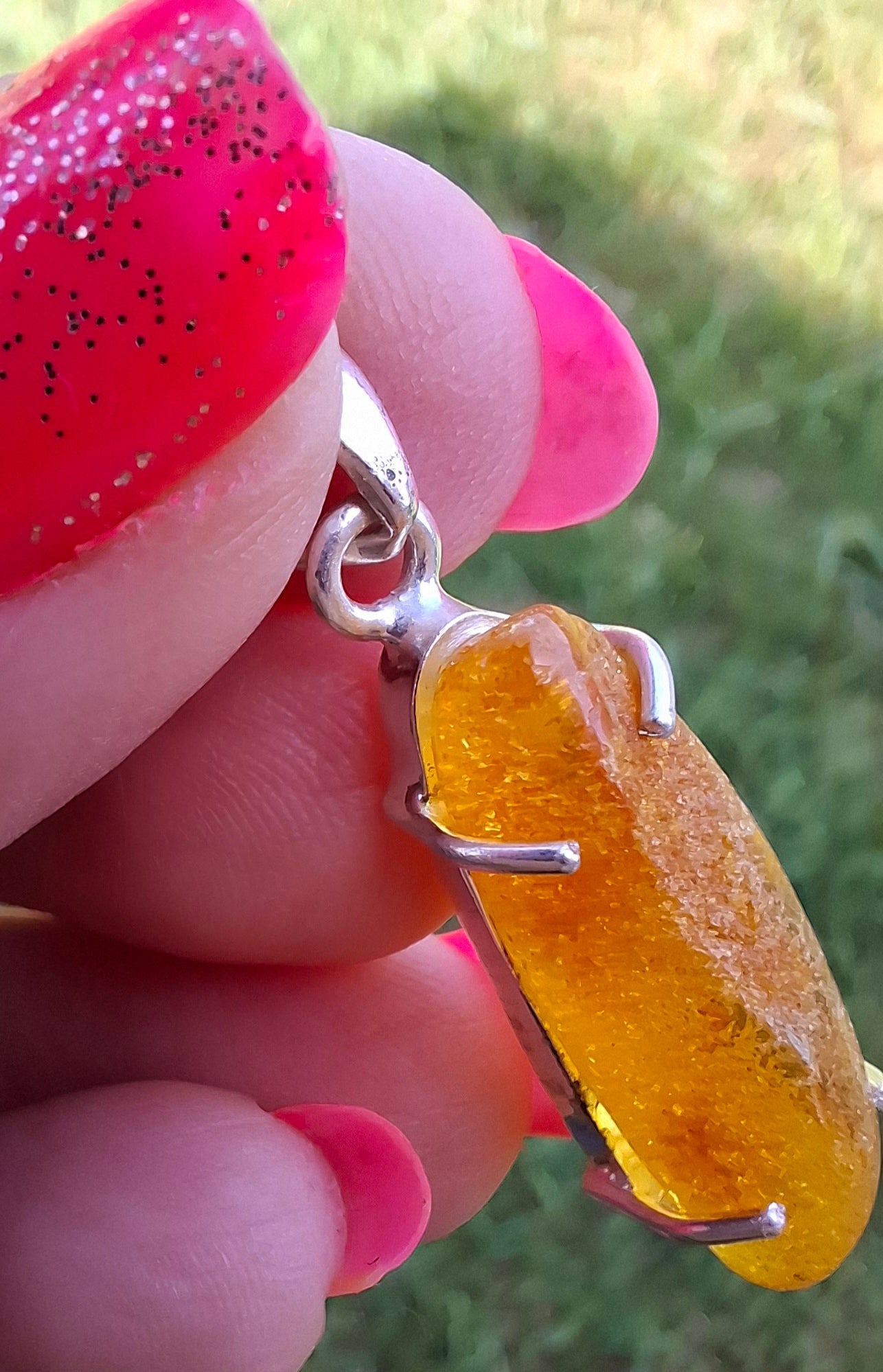 Baltic Amber Pendant, 925 Silver, Fossil (Ref: AP9)