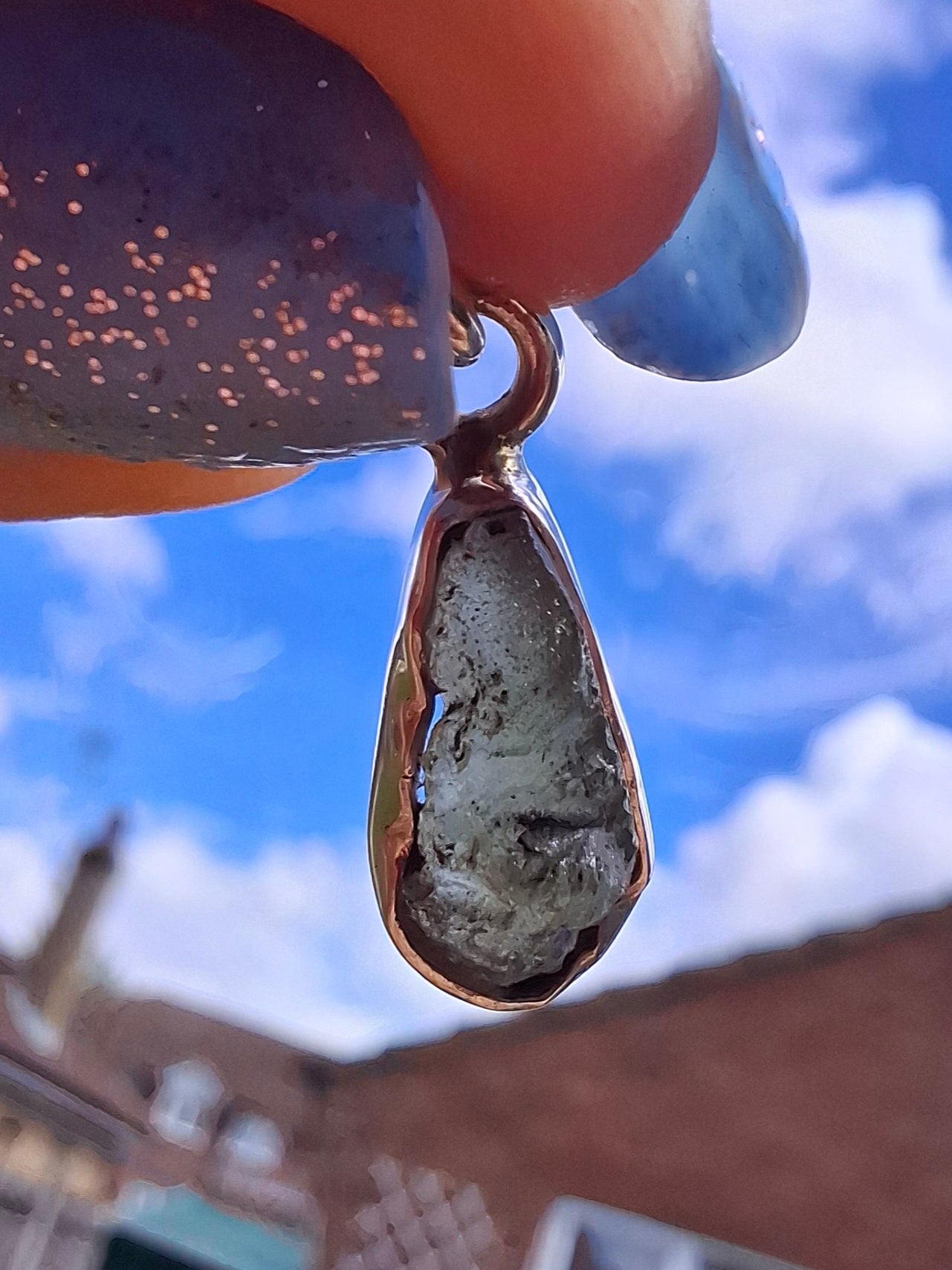Moldavite Pendant, 925 Silver, Tektite (Ref: P73)
