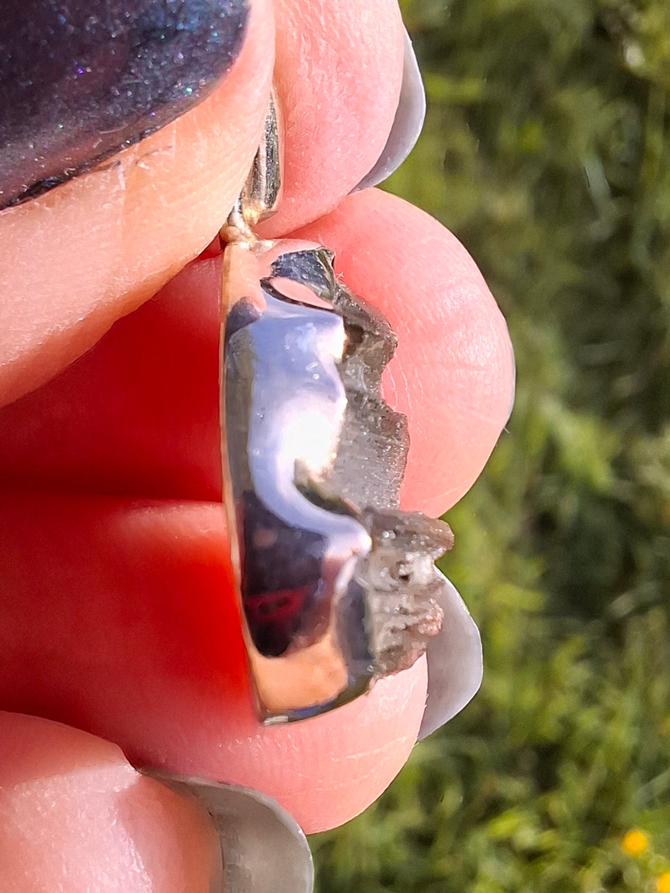 Moldavite Pendant, 925 silver, Tektite (Ref: P3)