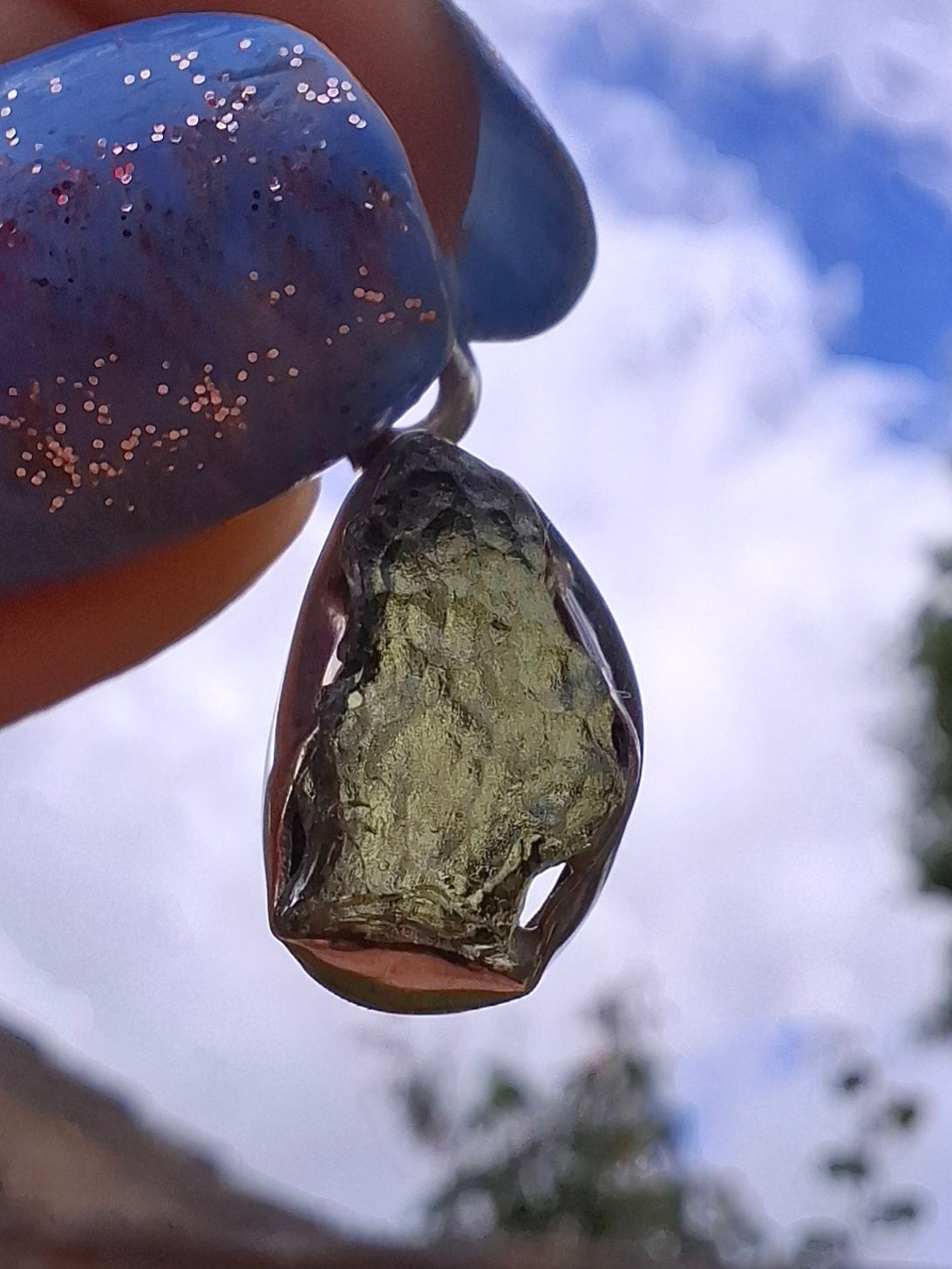 Moldavite Pendant, 925 Silver, Tektite (Ref: P71)