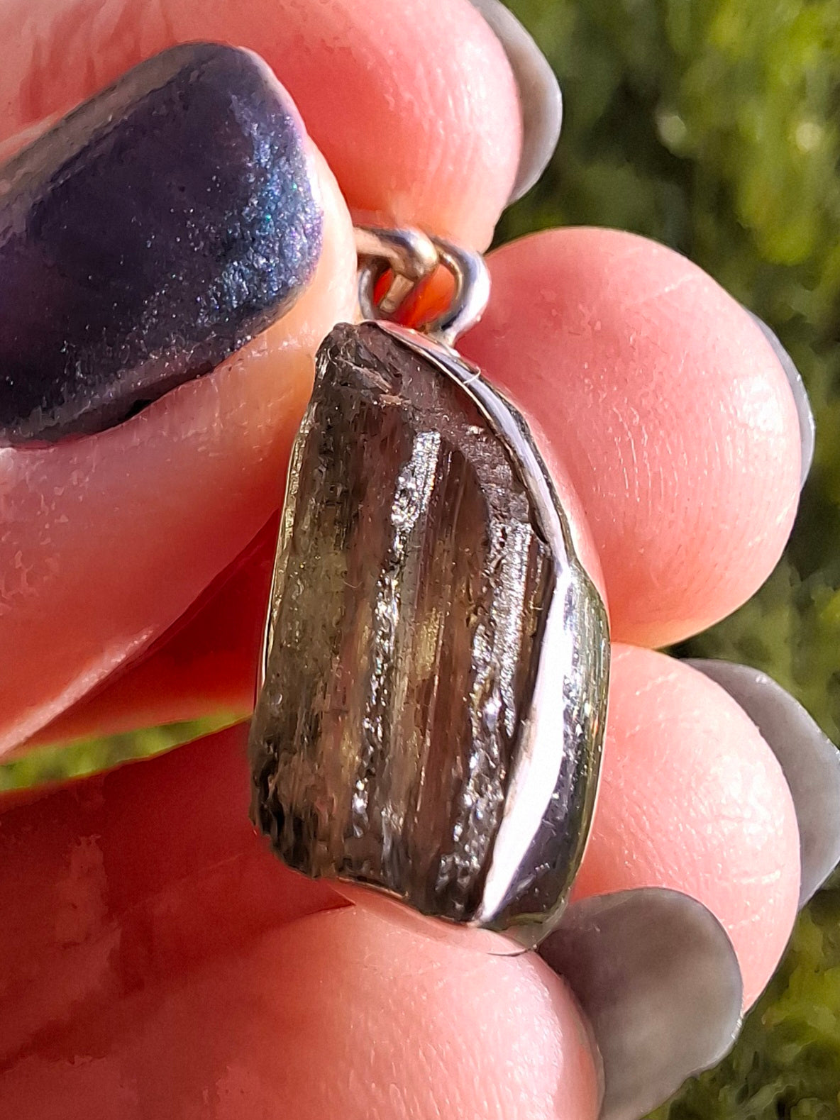 Moldavite Pendant, 925 Silver, Tektite (Ref: P13)