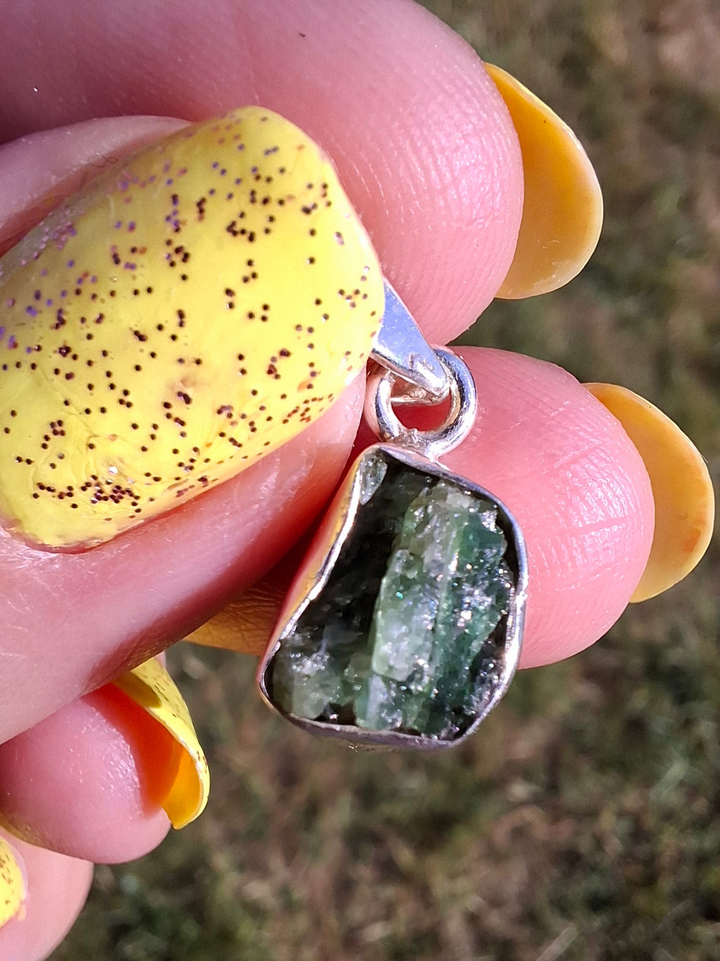 Green Tourmaline Pendant, 925 Silver, Crystal (Ref: GT13)
