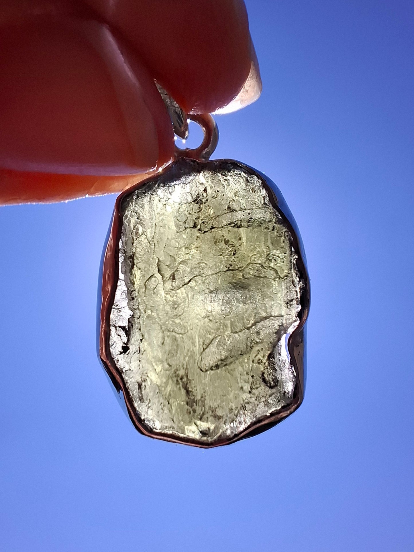 Moldavite Pendant, 925 Silver, Tektite (Ref: P433)