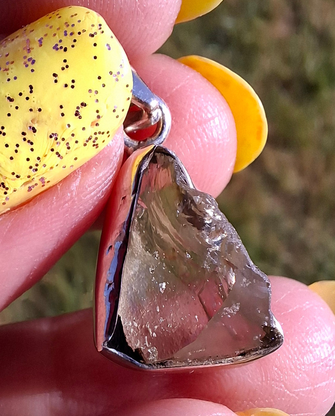 Libyan Desert Glass Pendant, 925 Silver, Tektite (Ref: LP101)