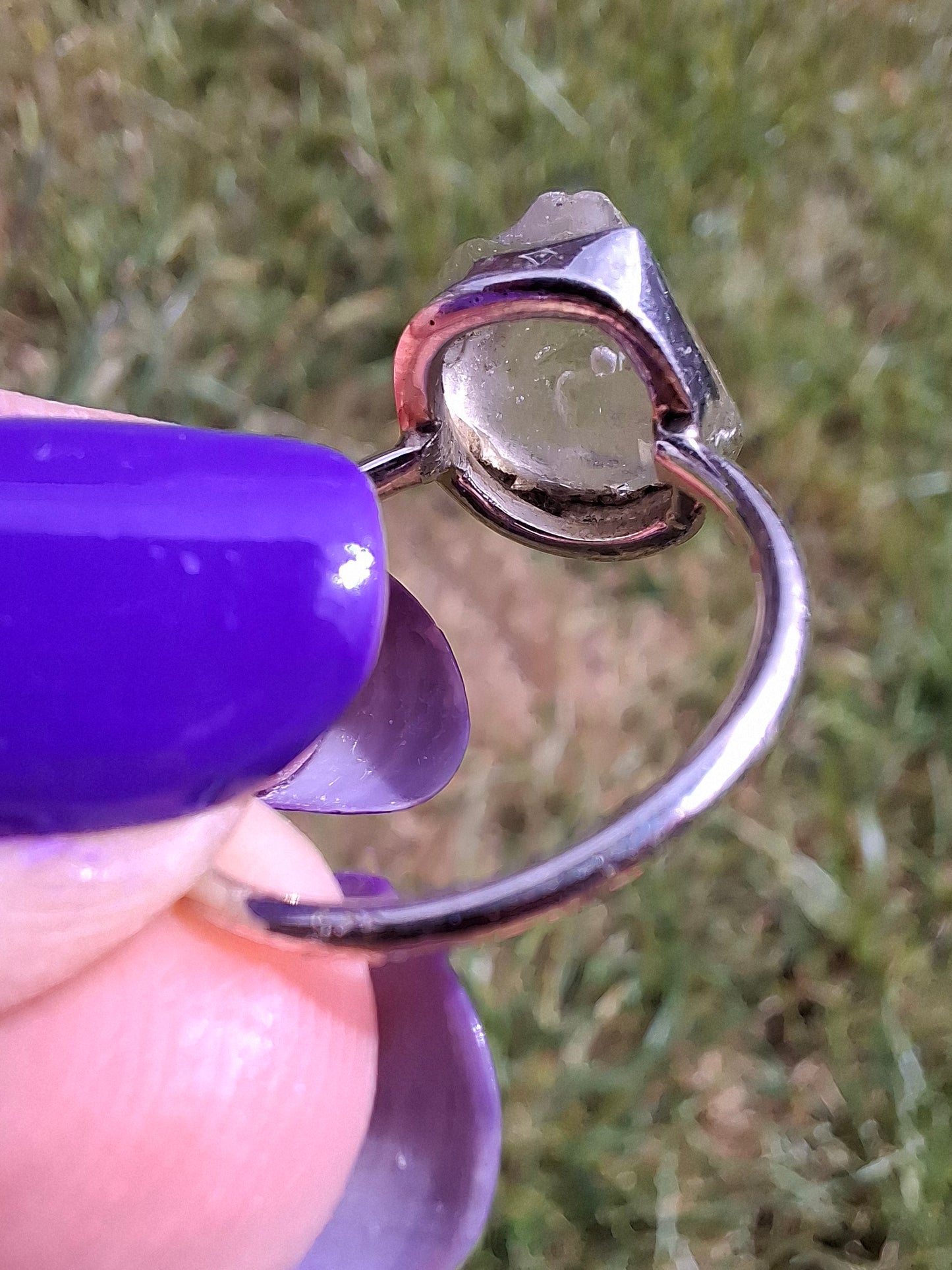 Libyan Desert Glass Ring, size large J, 925 Silver, Tektite (Ref: LR9)