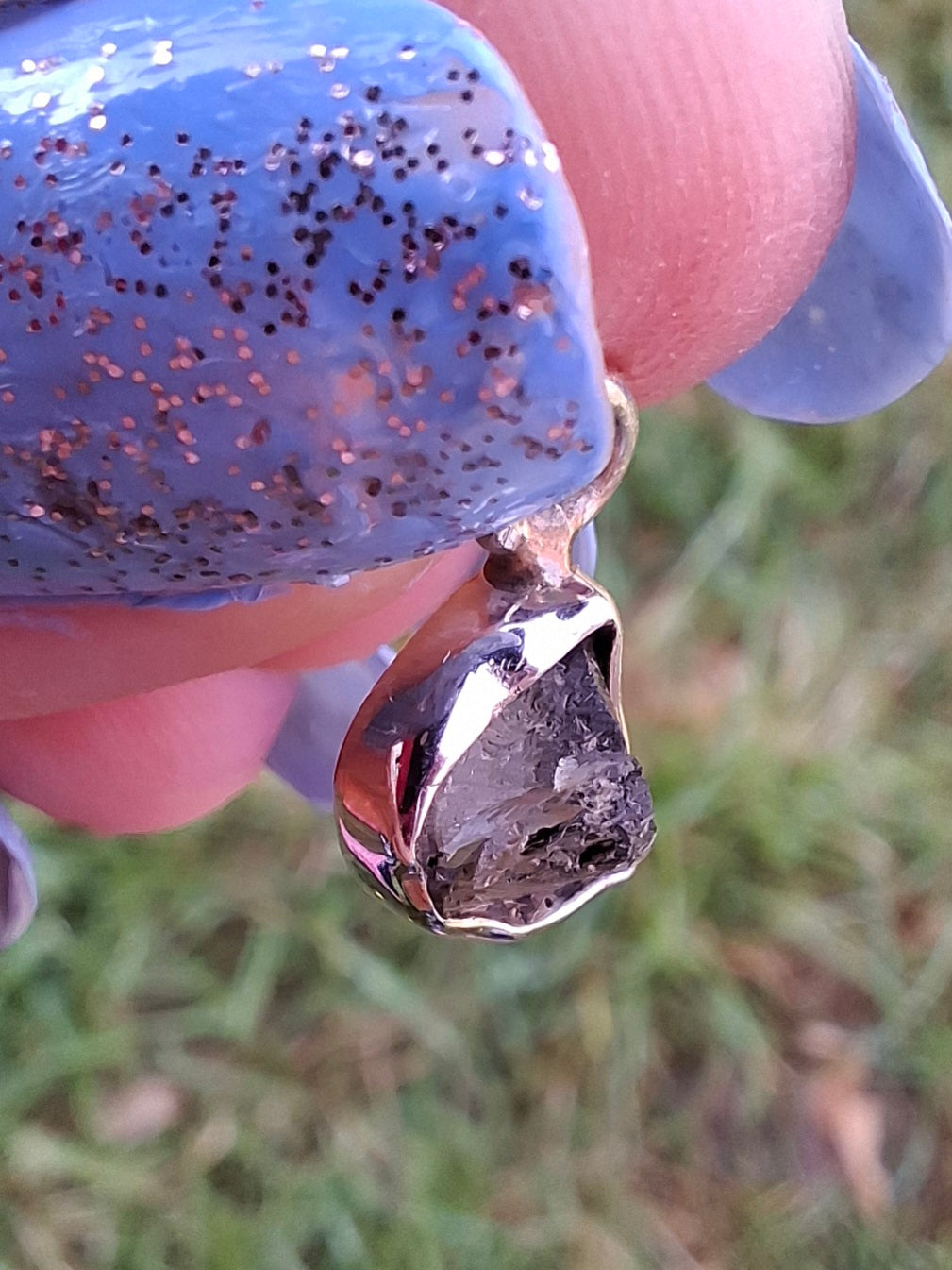 Moldavite Pendant, 925 Silver, Tektite (Ref: P38)