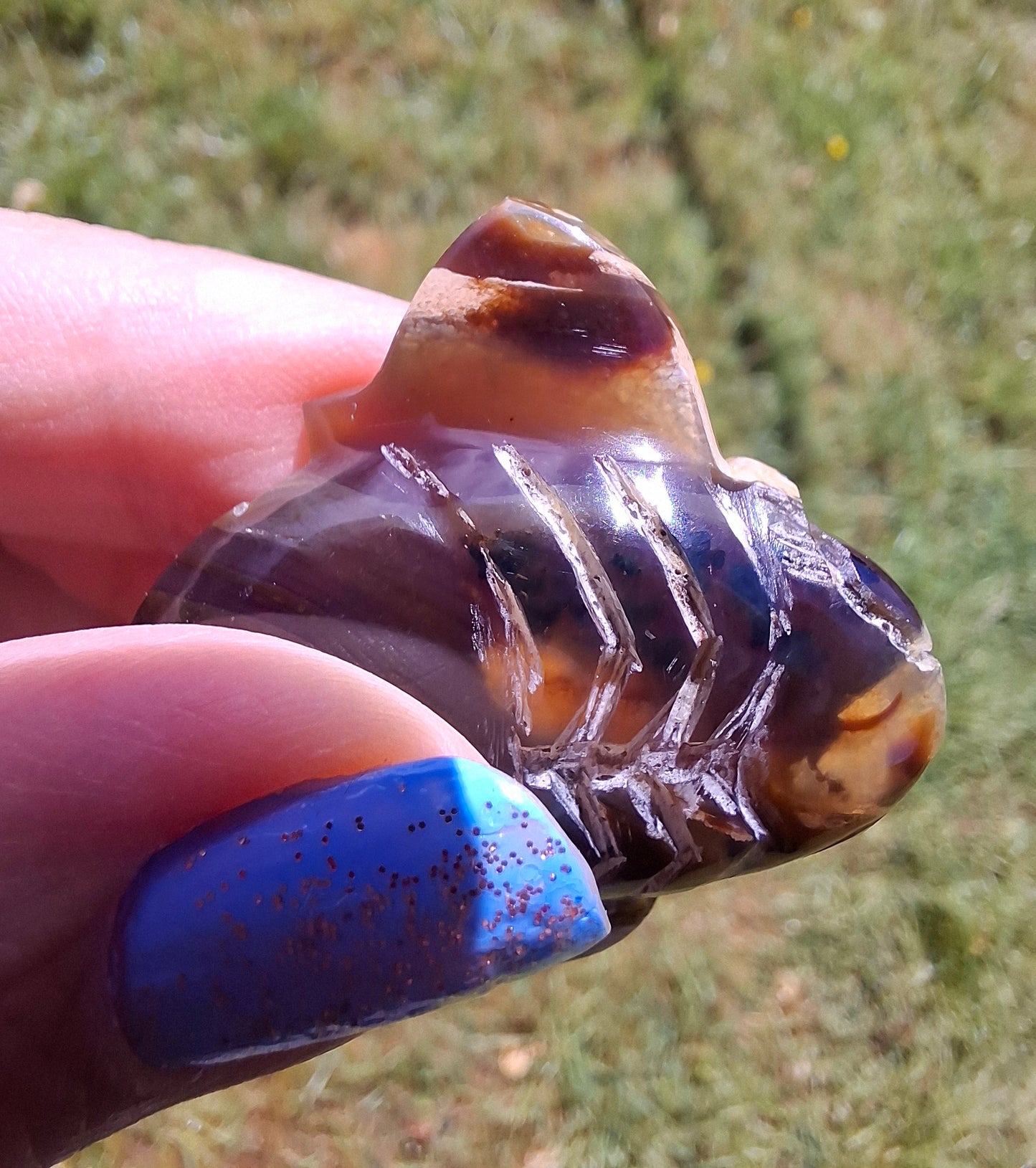 Red Amber Honey Bee Carving, 6.93g, Fossil (Ref: Bee33)
