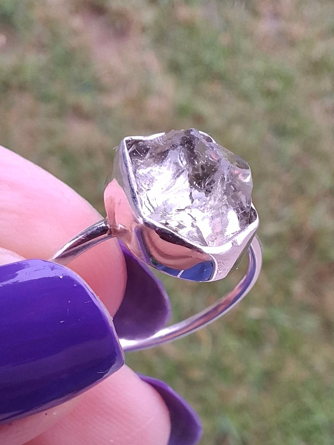 Libyan Desert Glass Ring, size large O, 925 Silver, Tektite (Ref: LR22)