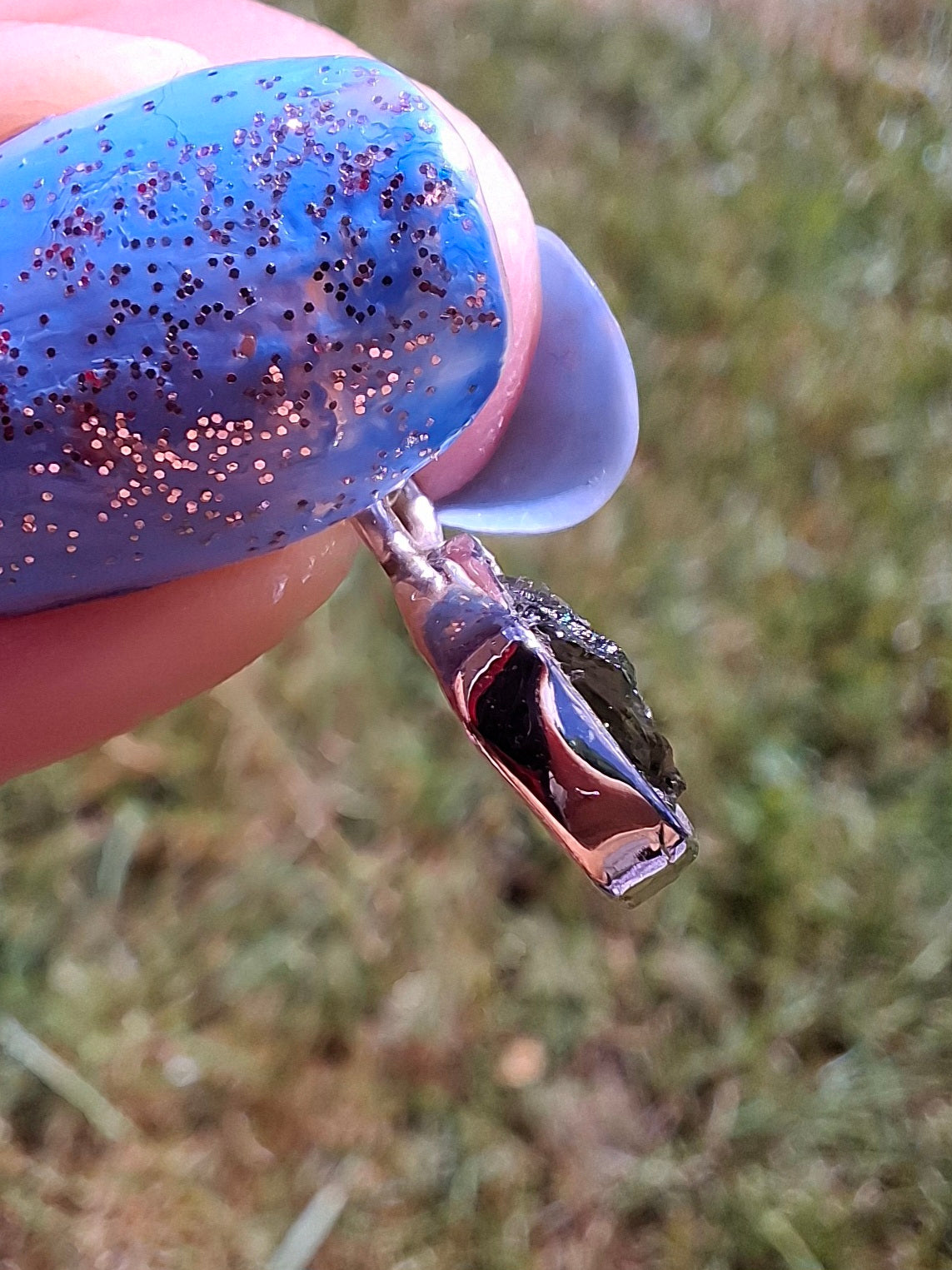 Moldavite Pendant, 925 Silver, Tektite (Ref: P88)