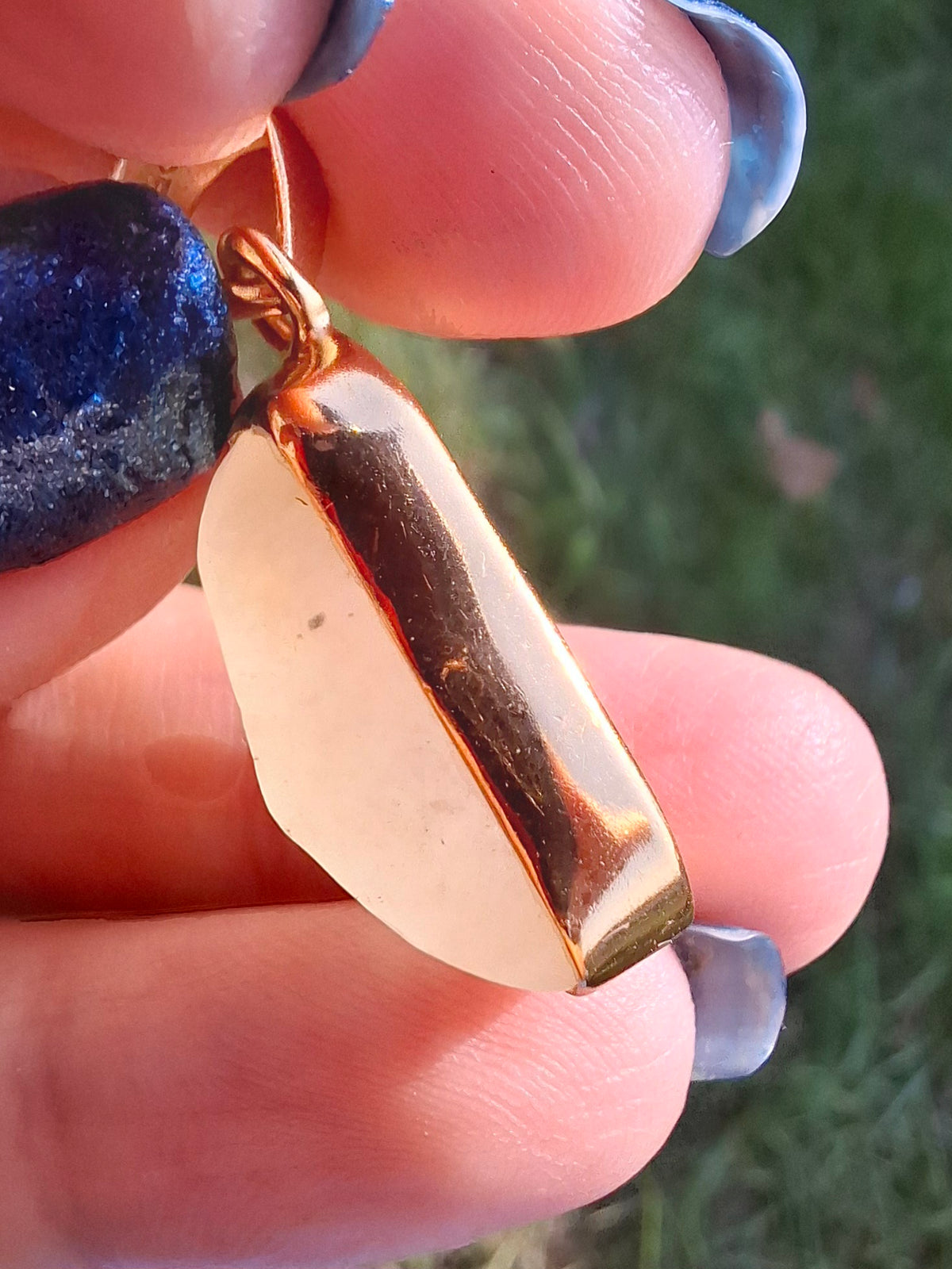 Libyan Desert Glass Pendant, 14K GOLD Plated, Tektite (Ref: LP117)