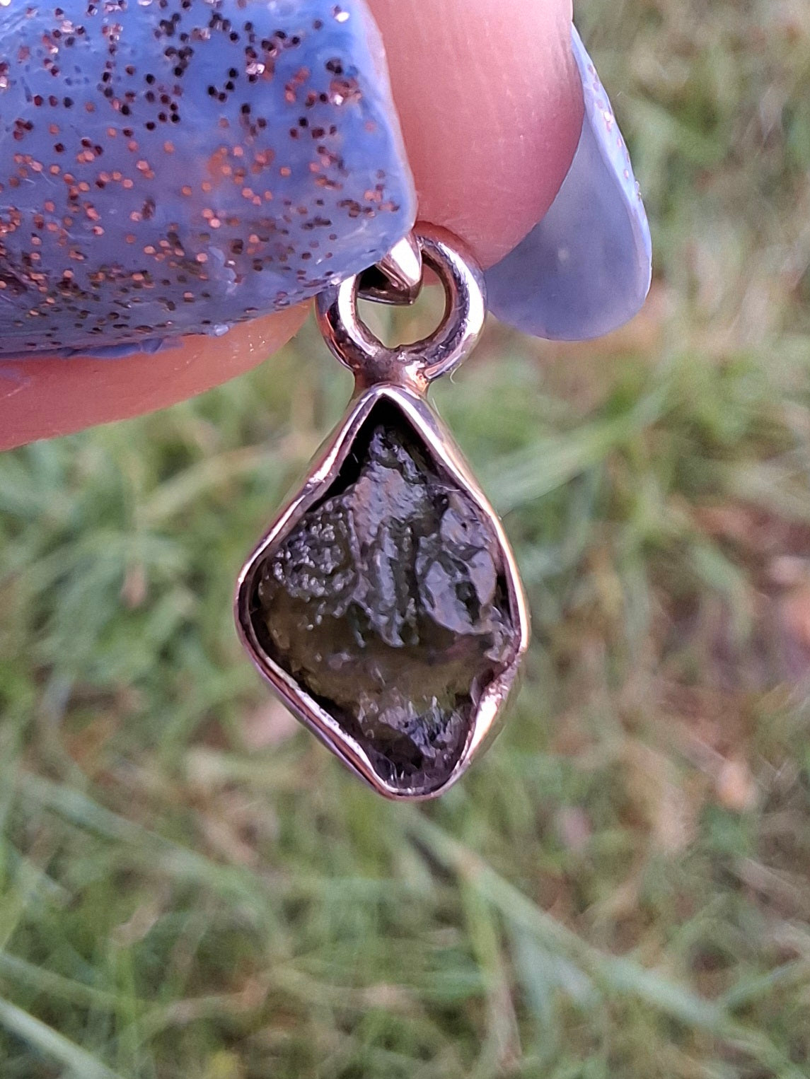 Moldavite Pendant, 925 Silver, Tektite (Ref: P45)