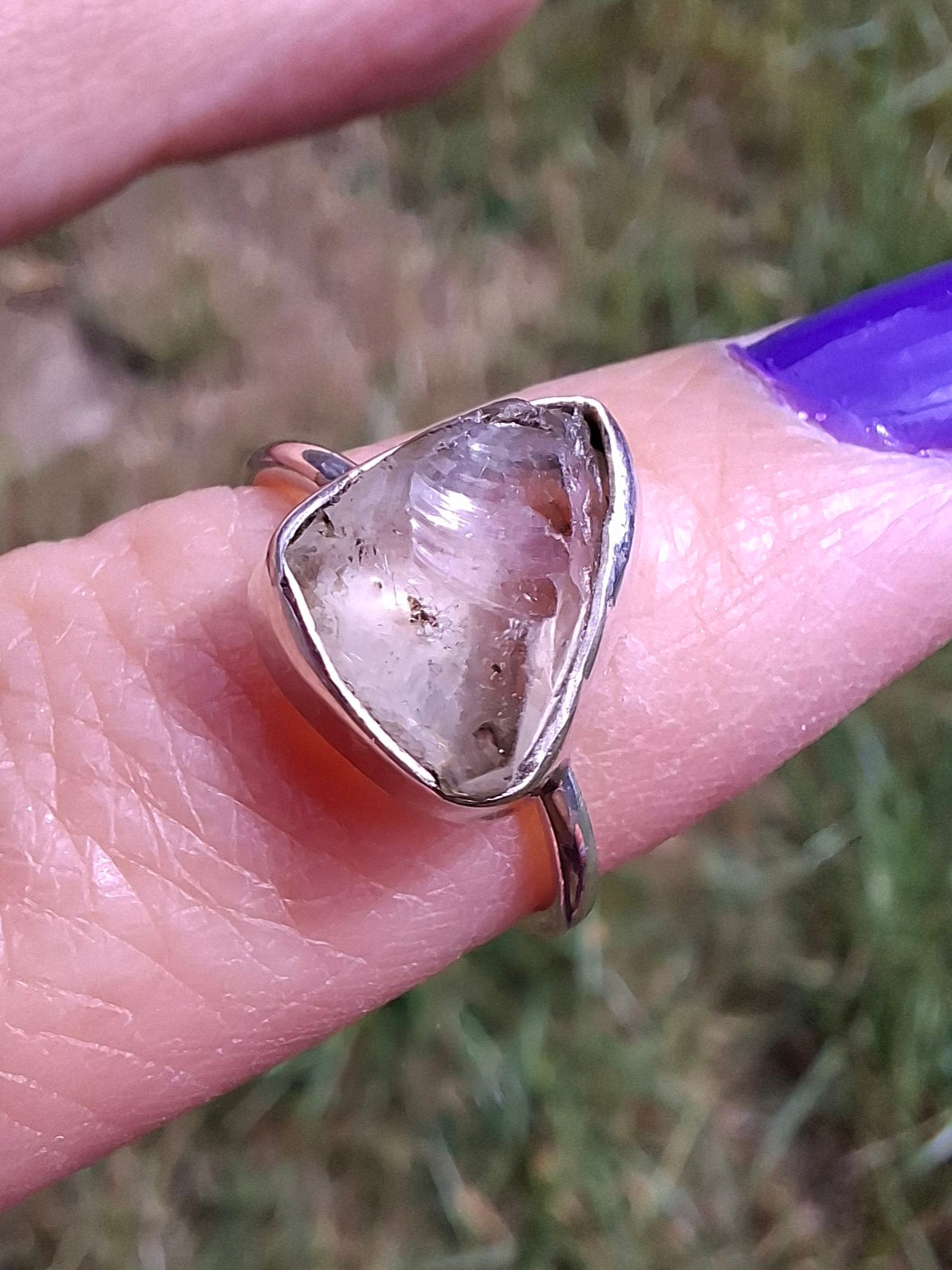 Libyan Desert Glass Ring, size large G, 925 Silver, Tektite (Ref: LR3)