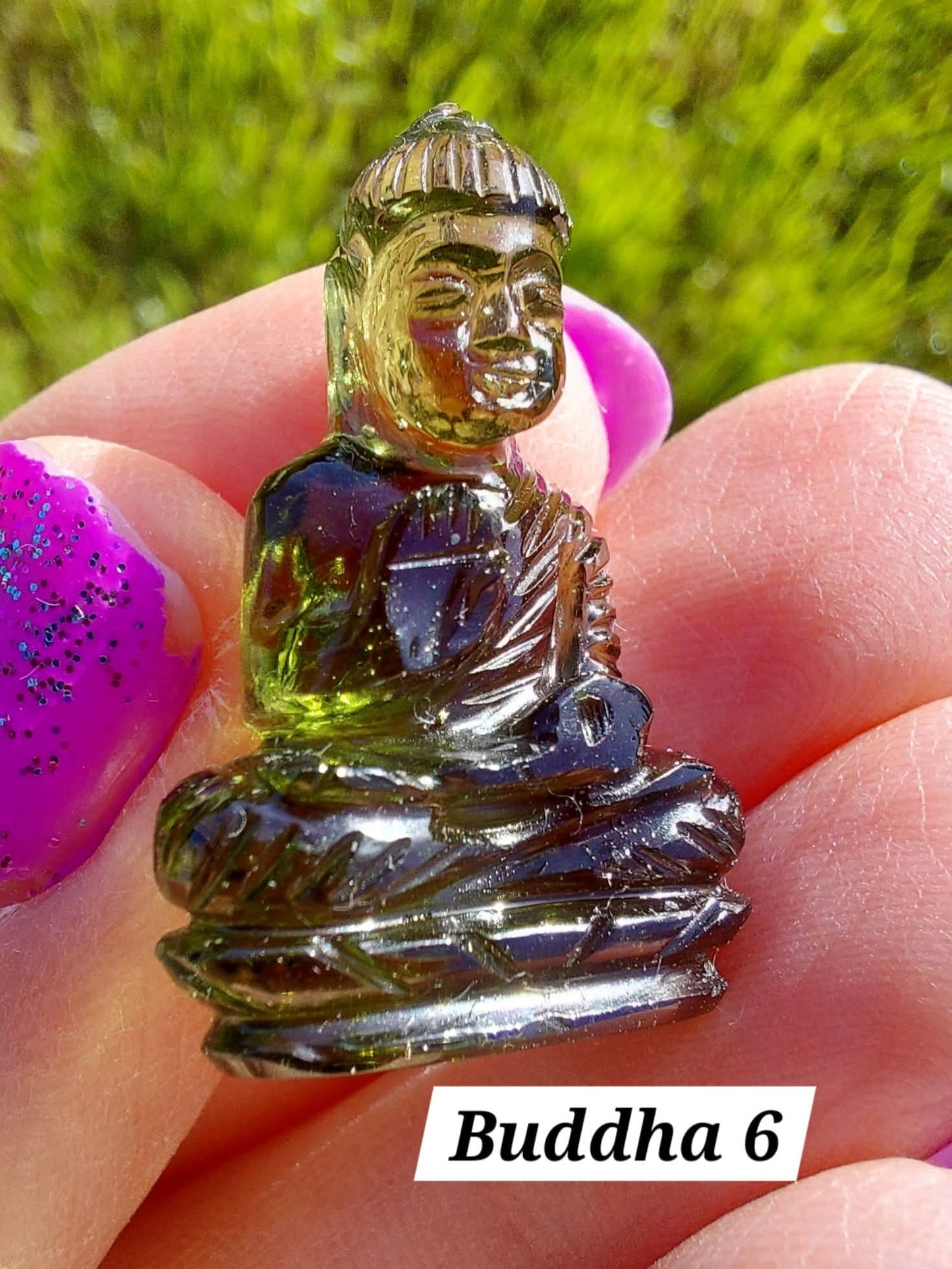 Moldavite BUDDHA Carving, 4.23g, Tektite (Ref: Buddha6)