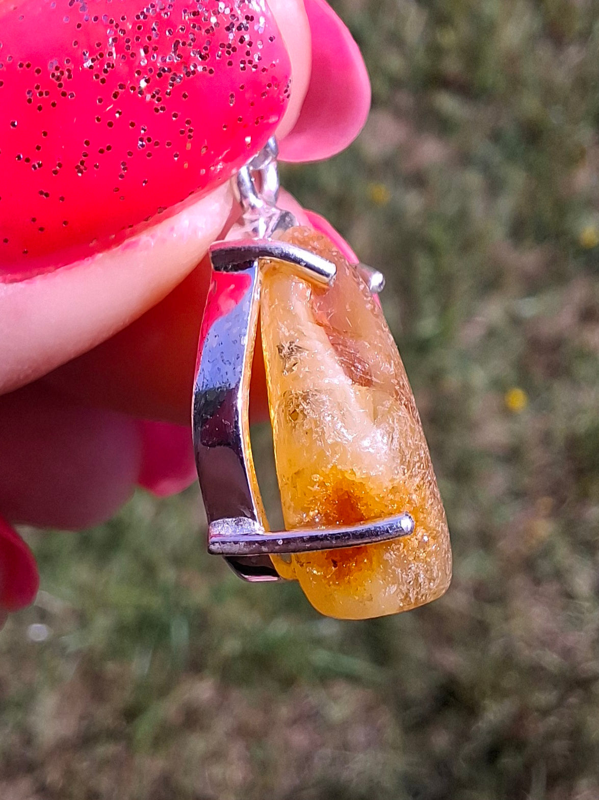 Baltic Amber Pendant, 925 Silver, Fossil (Ref: AP5)