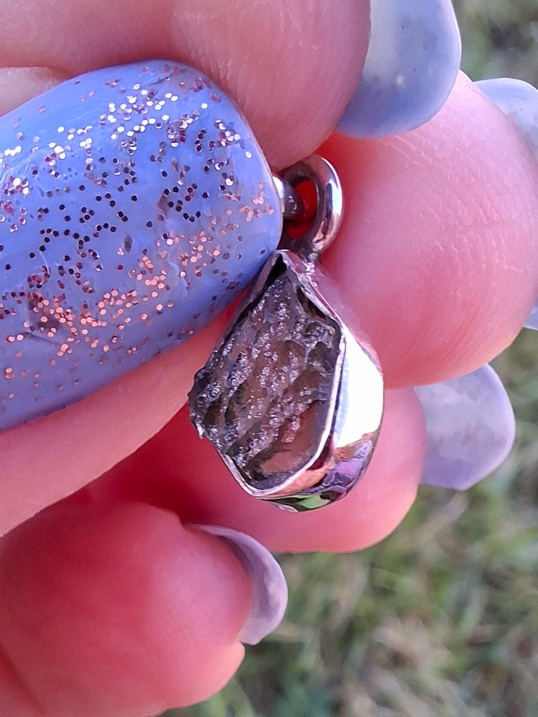 Moldavite Pendant, 925 Silver, Tektite (Ref: P88)
