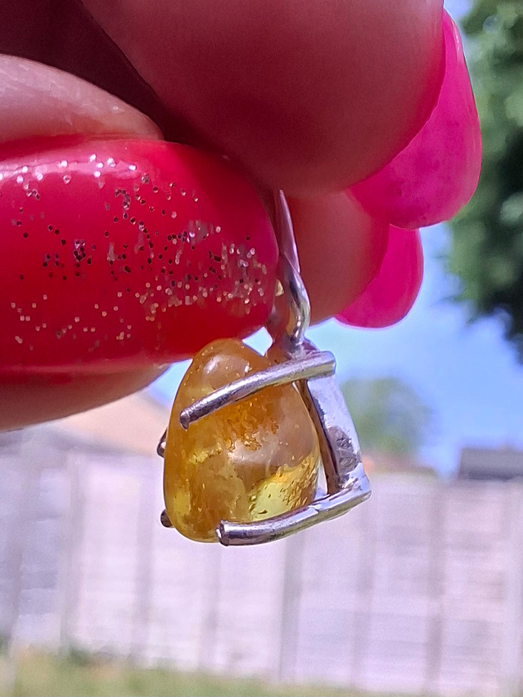 Baltic Amber Pendant, 925 Silver, Fossil (Ref: AP25)