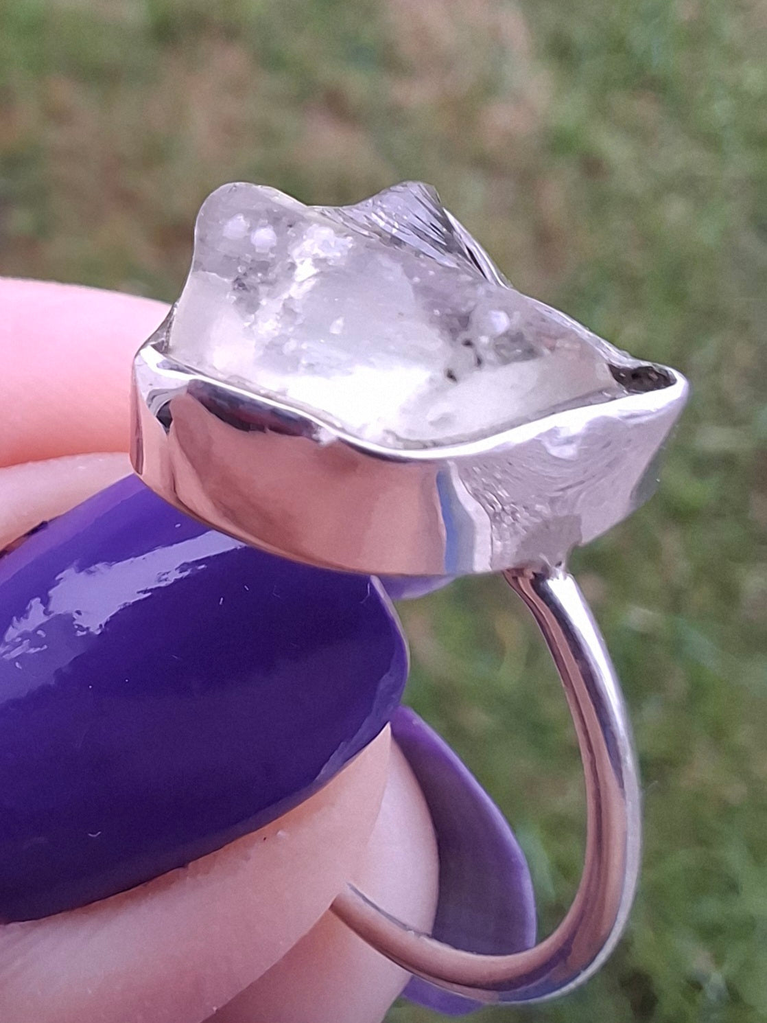 Libyan Desert Glass Ring, size P, 925 Silver, Tektite (Ref: LR26)
