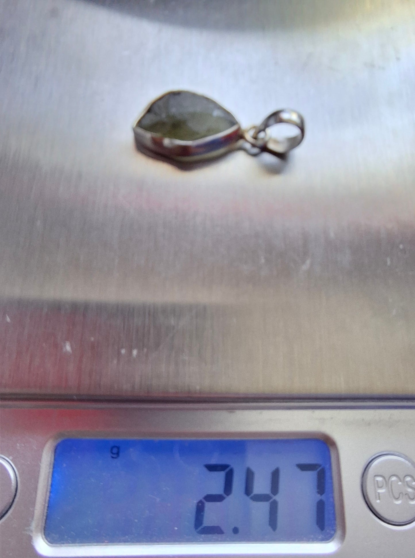 Moldavite Pendant, 925 Silver, Tektite (Ref: P10)