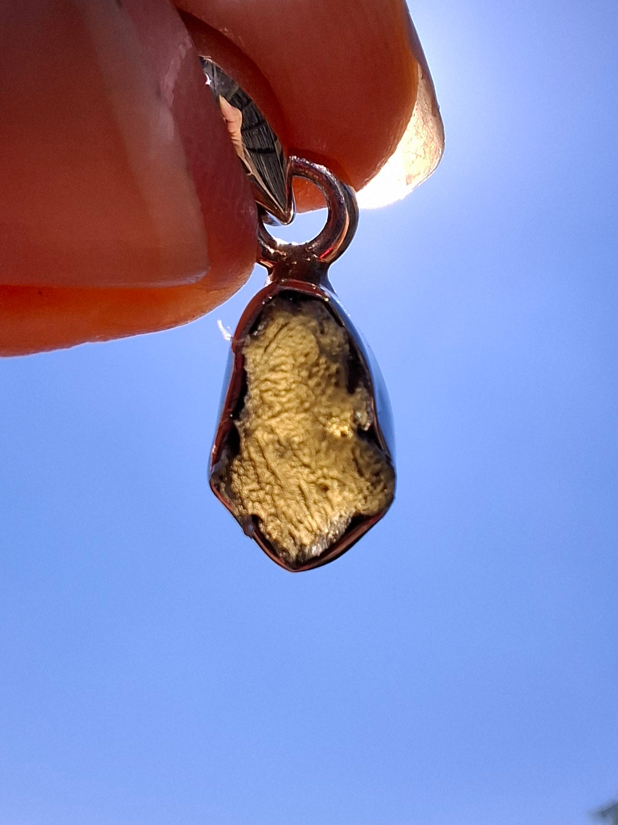 Moldavite Pendant, 925 Silver, Tektite (Ref: P58)
