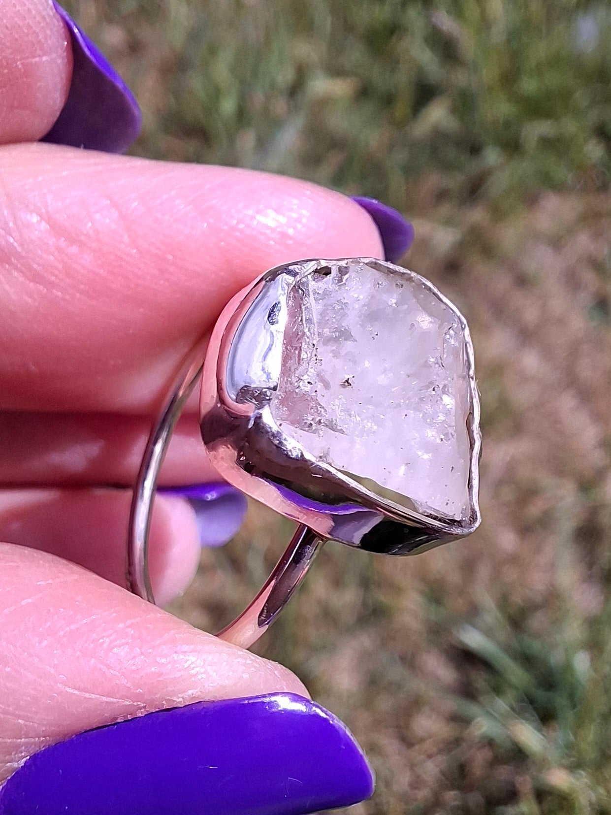 Libyan Desert Glass Ring, size P, 925 Silver, Tektite (Ref: LR27)