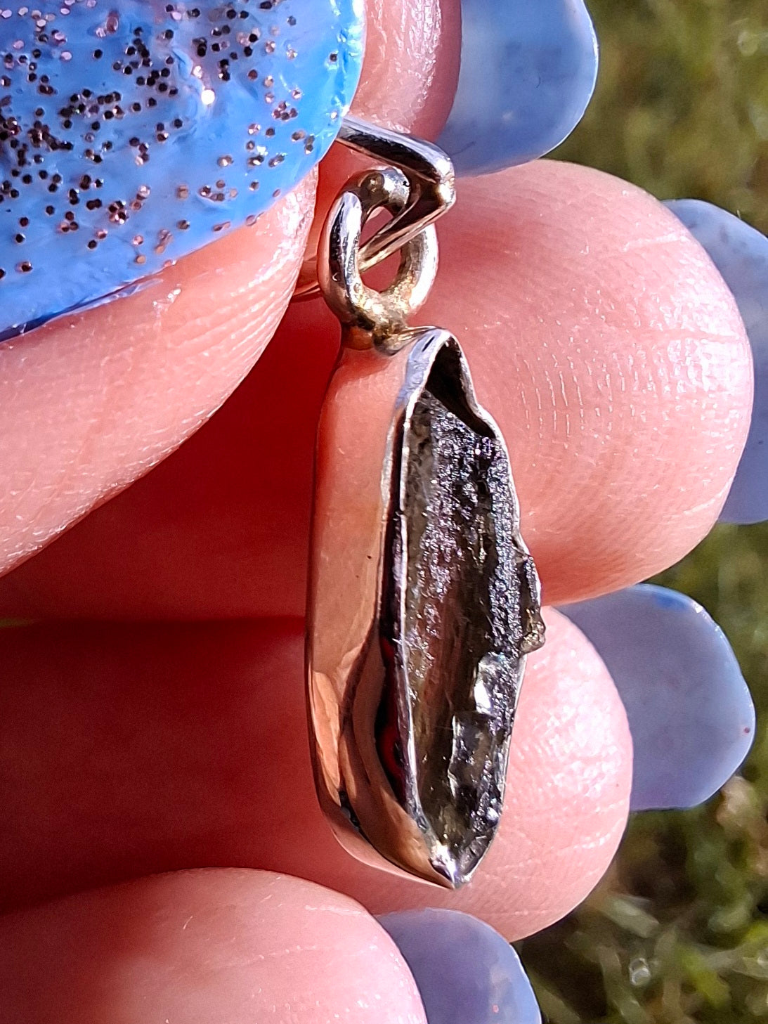 Moldavite Pendant, 925 Silver, Tektite (Ref: P43)
