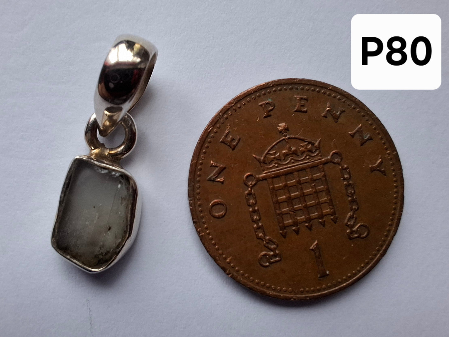 Moldavite Pendant, 925 Silver, Tektite (Ref: P80)