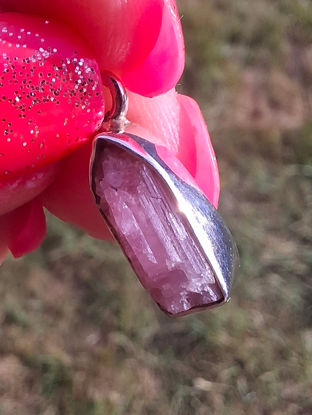Pink Tourmaline Pendant, 925 Silver, Crystal (Ref: PT54)