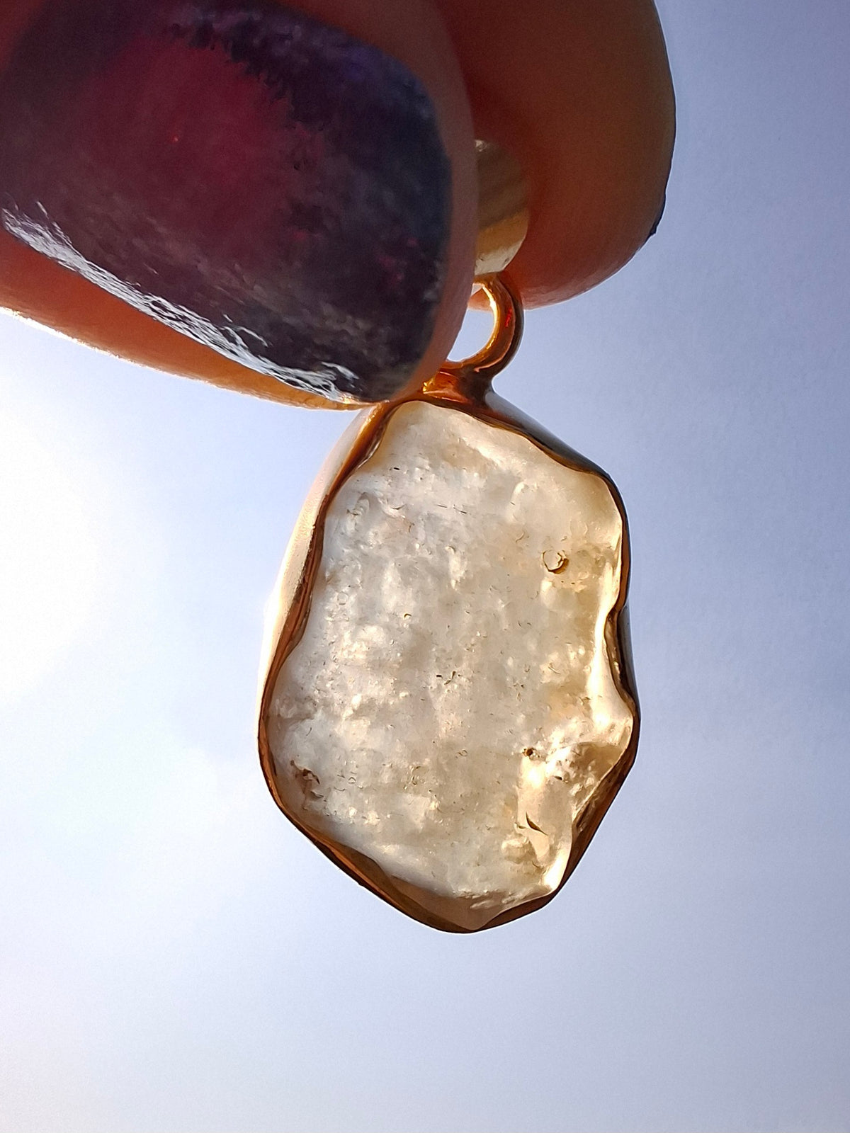 Libyan Desert Glass Pendant, 14K GOLD Plated, Tektite (Ref: LP124)