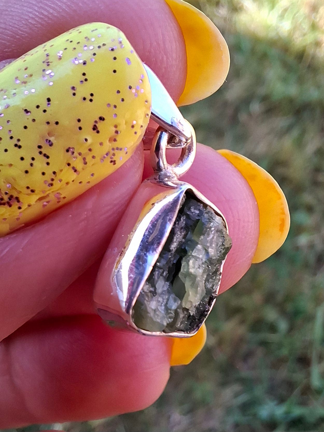 Green Tourmaline Pendant, 925 Silver, Crystal (Ref: GT13)