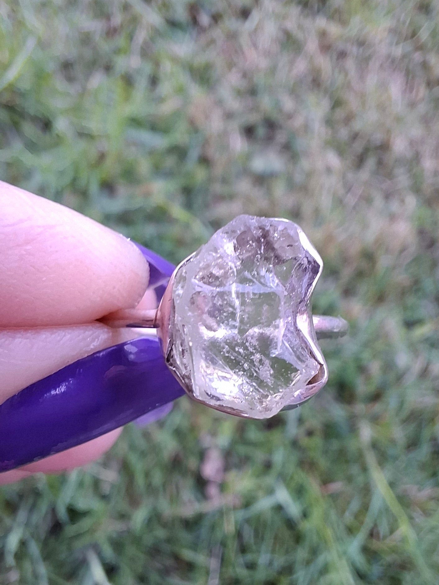 Libyan Desert Glass Ring, size large R/small S, 925 Silver, Tektite (Ref: LR43)