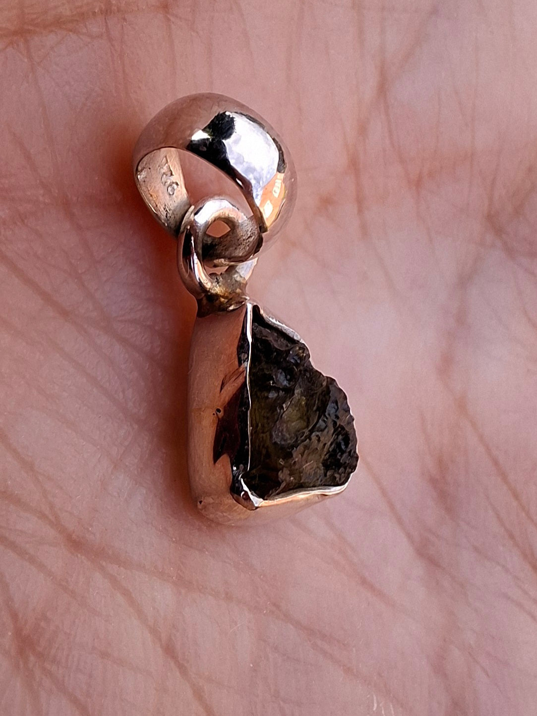 Moldavite Pendant, 925 Silver, Tektite (Ref: P37)