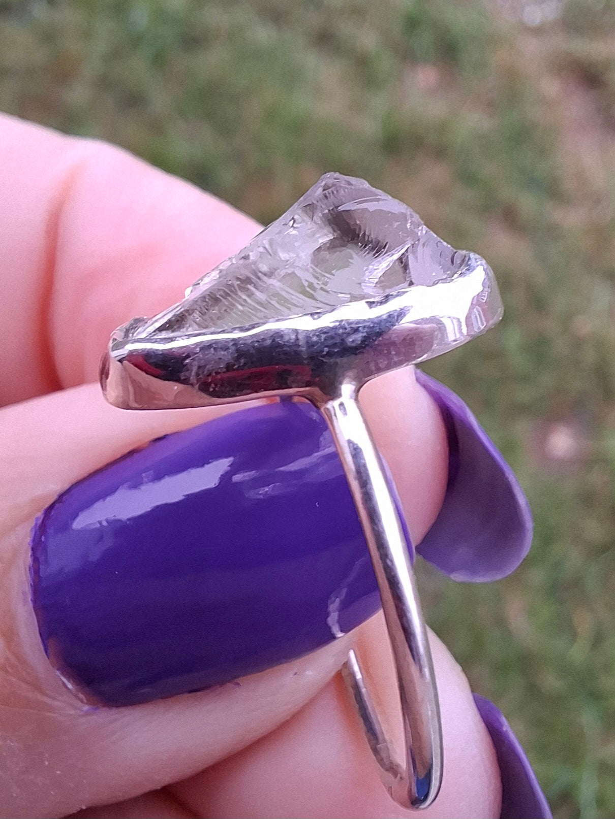 Libyan Desert Glass Ring, size large P, 925 Silver, Tektite (Ref: LR30)