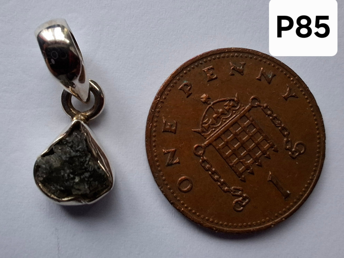 Moldavite Pendant, 925 Silver, Tektite (Ref: P85)