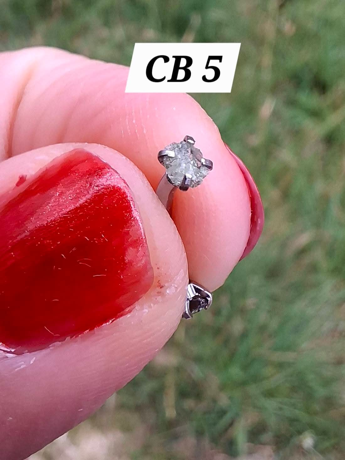 Moldavite (raw) CURVED BARBELL eyebrow body bar, 16G, Surgical steel, Tektite (Ref: CB5)
