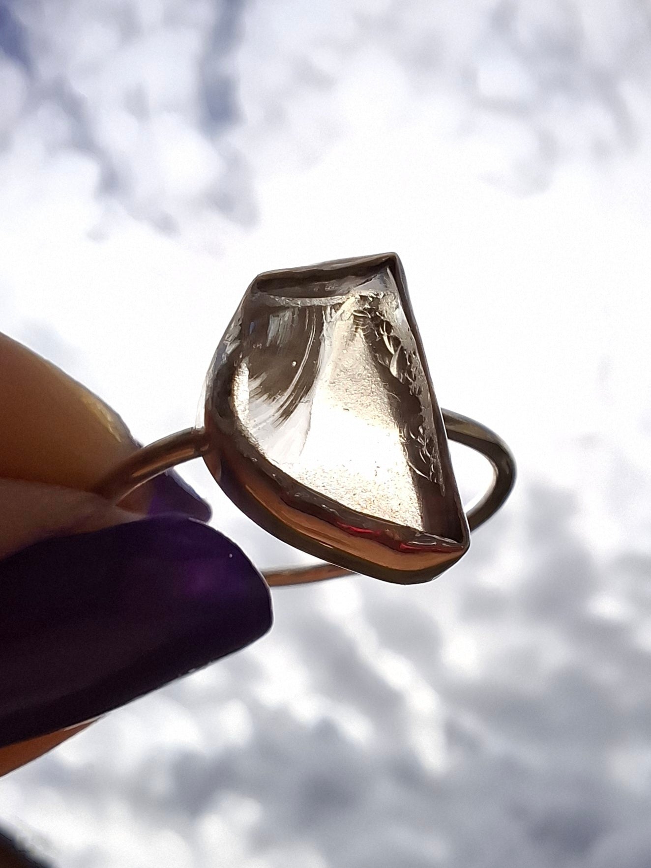 Libyan Desert Glass Ring, size W, 925 Silver, Tektite (Ref: LR61)