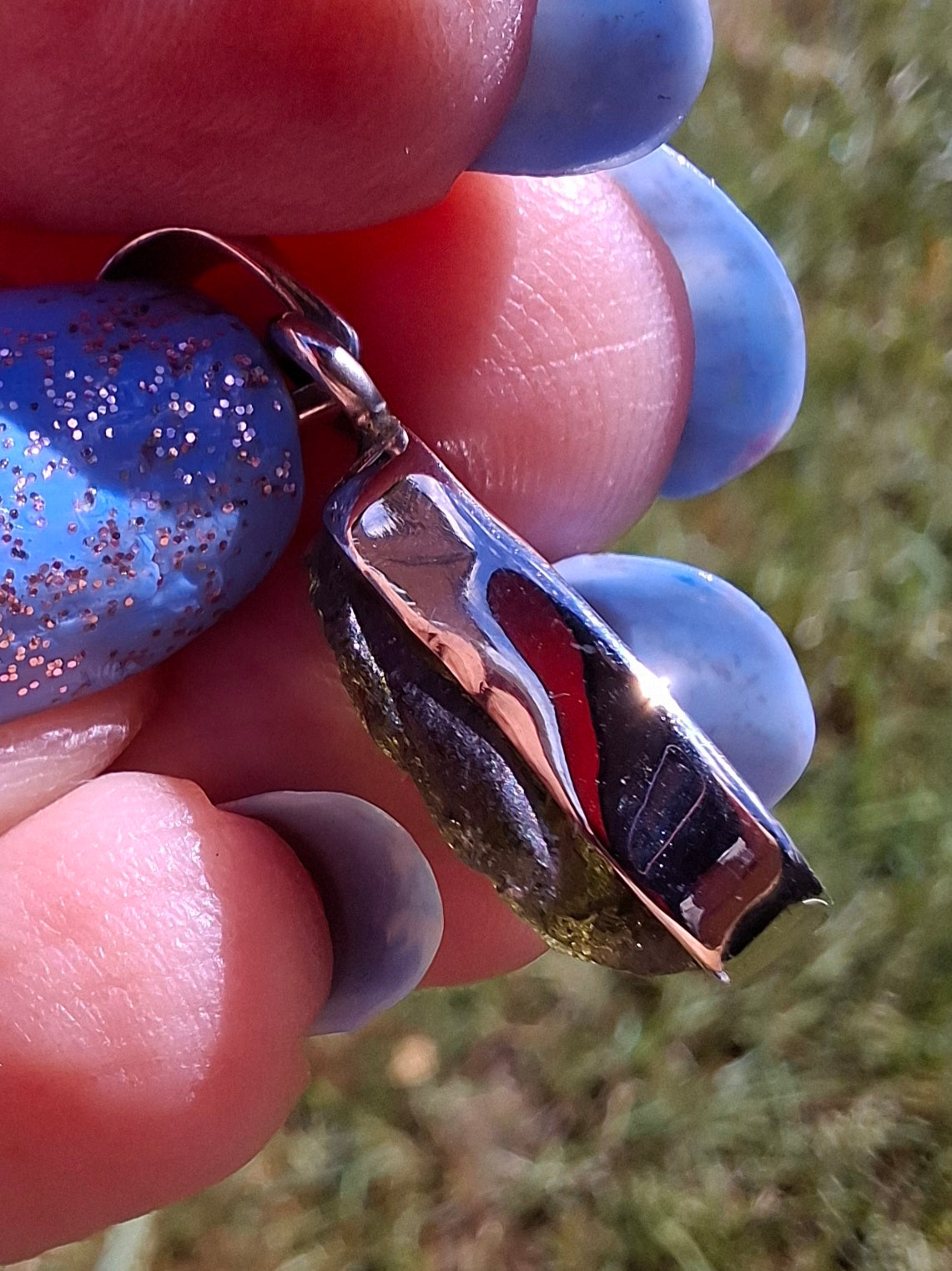 Moldavite Pendant, 925 Silver, Tektite (Ref: P79)